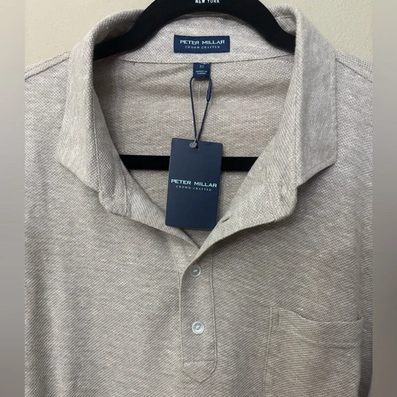Peter Millar Croxley Long-Sleeve Cotton And linen Polo XL Tailored Fit MSRP $225